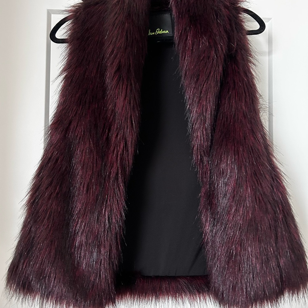 Sam Edelman Deep Burgundy Faux Fur Vest
